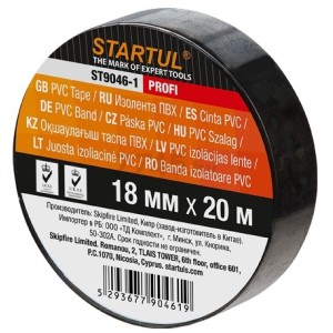 Изолента ПВХ 18 мм 20 м черная STARTUL Profi 